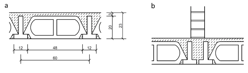 Przekrój stropu gęstożebrowego DZ-3