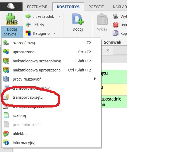 Dodawanie pozycji sprzętowej (opis w tekście)