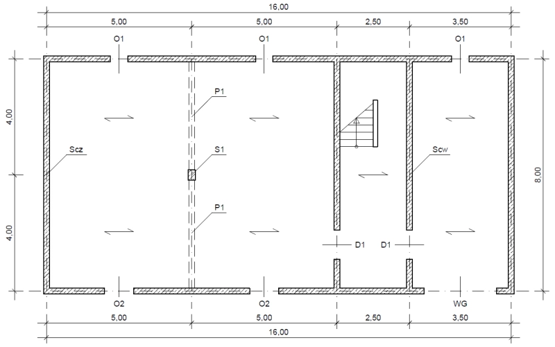 Rzut piwnicy budynku mieszkalnego jednorodzinnego